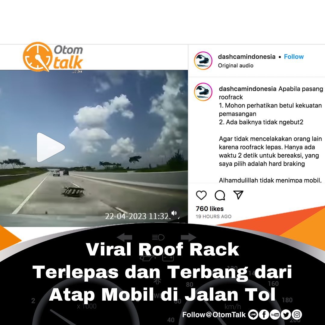 Viral Roof Rack Terlepas dan Terbang dari Atap Mobil di Jalan Tol

Penambahan aksesori pada mobil kerap dilakukan oleh pemilik kendaraan. Terlebih jika aksesori tersebut mampu menunjang kebutuhan pemiliknya. Salah satunya seperti roof rack atau roof box yang dipasang di atap mobil.

Namun, dalam pemasangannya tidak bisa sembarangan. Sebab, bisa berbahaya. Seperti contoh yang diunggah oleh akun Instagram @dashcamindonesia, Kamis (28/4/2023).

Dalam unggahan tersebut terlihat roof rack berwarna hitam, yang terlepas dan melayang dari mobil sport utility vehicle (SUV) berwarna putih, saat kendaraan tersebut melaju di jalan tol. Roof rack tersebut nyaris mengenai mobil lain yang melintas di belakangnya.

“Apabila pasang roof rack mohon perhatikan betul kekuatan pemasangan, ada baiknya tidak ngebut-ngebut. Agar tidak mencelakakan orang lain karena roof rack lepas. Hanya ada waktu 2 detik untuk bereaksi, yang saya pilih adalah hard braking. Alhamdulillah tidak menimpa mobil, hanya kelindas dan tidak merusak mobil,” tulis unggahan tersebut.

Memasang aksesori tambahan berupa roof rack di atap mobil sebetulnya tidak disarankan oleh pabrikan. Pasalnya, ketika memasang roof rack, atap dilubangi untuk lubang baut. Selain itu, roof rack yang terpasang tidak jelas kekuatannya, berbeda dengan bawaan pabrik.
 
“Kalau bawaan pabrik, itu aman buat dipasang roof rack. Di buku pedoman juga tertulis berapa maksimum kapasitasnya,” ucap Dealer Technical Support Dept Head PT Toyota Astra Motor (TAM) Didi Ahadi.

Tak hanya itu, penyebab lain memasang roof rack tambahan tidak disarankan oleh pabrikan lantaran aksesori tersebut bisa merusak.